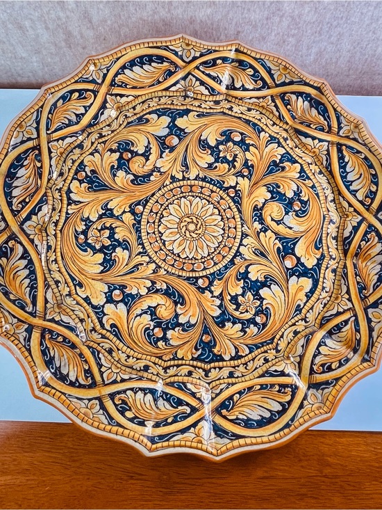 Caltagirone Sicilian Other - Caltagirone Sicilian Hand Made Hand Painted Oversize 19 inch Collector Plate